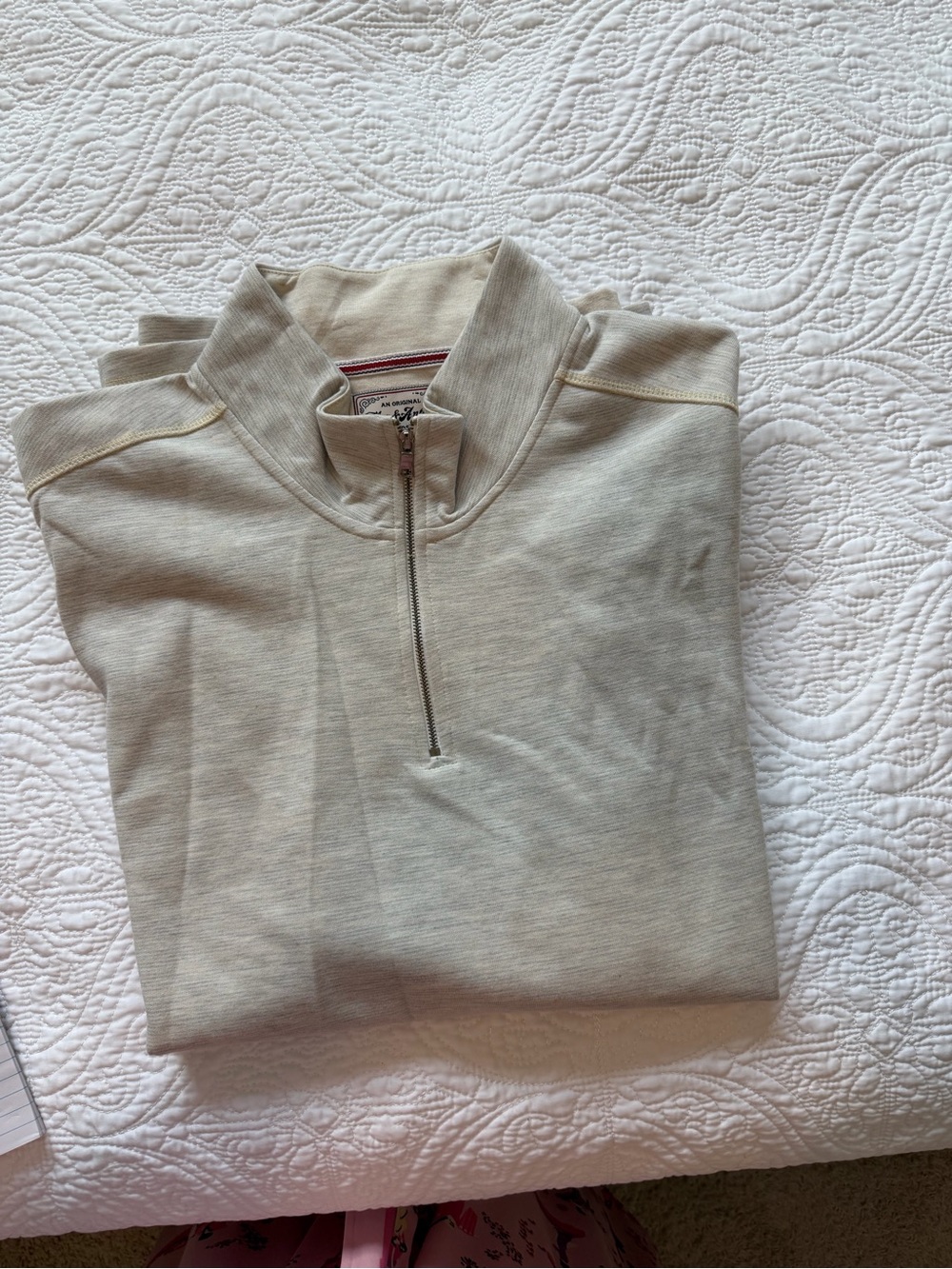Flag and Anthem Men's Cream Quarter-Zip Pullover